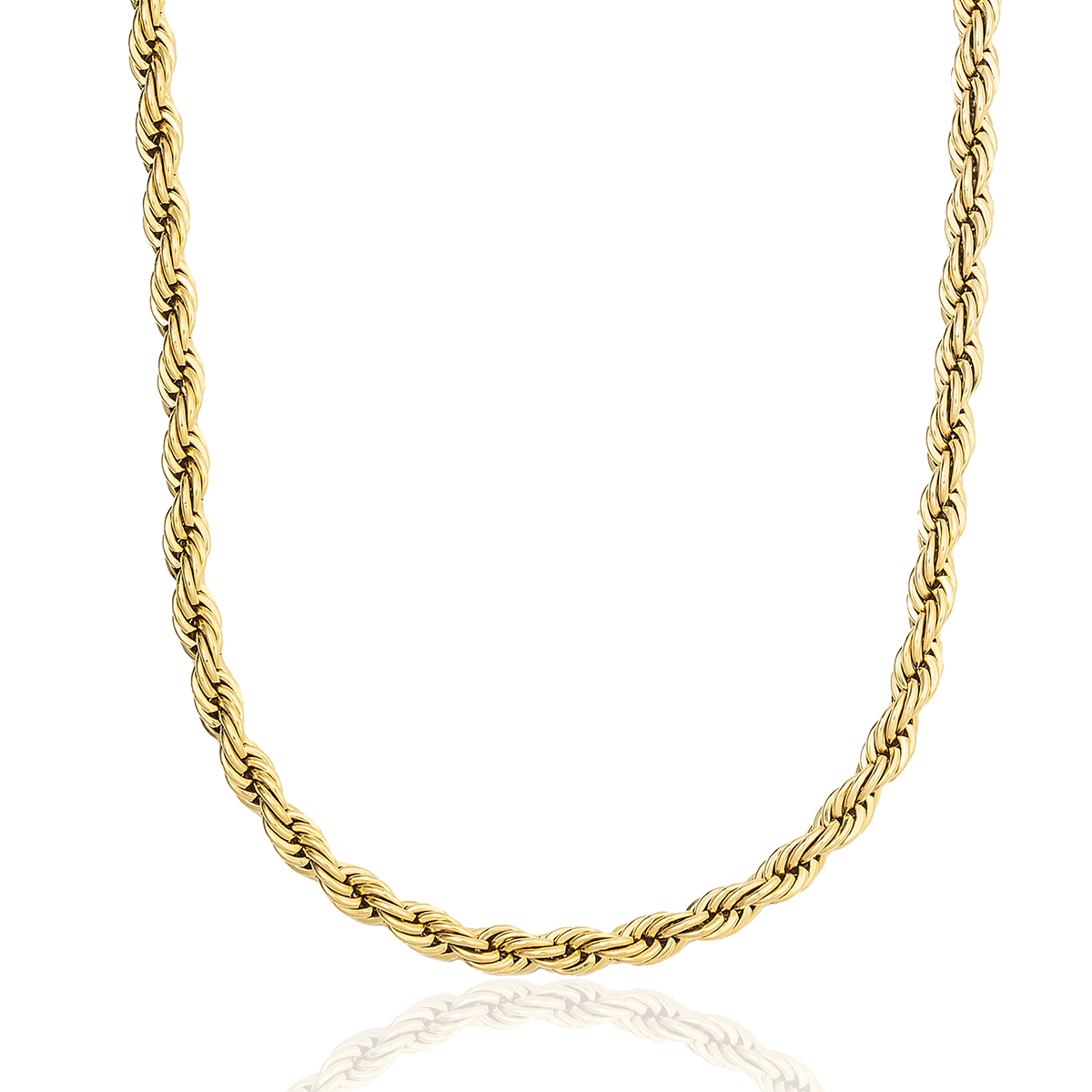 316L Stainless Steel Rope Chain – Gold, Silver & Black