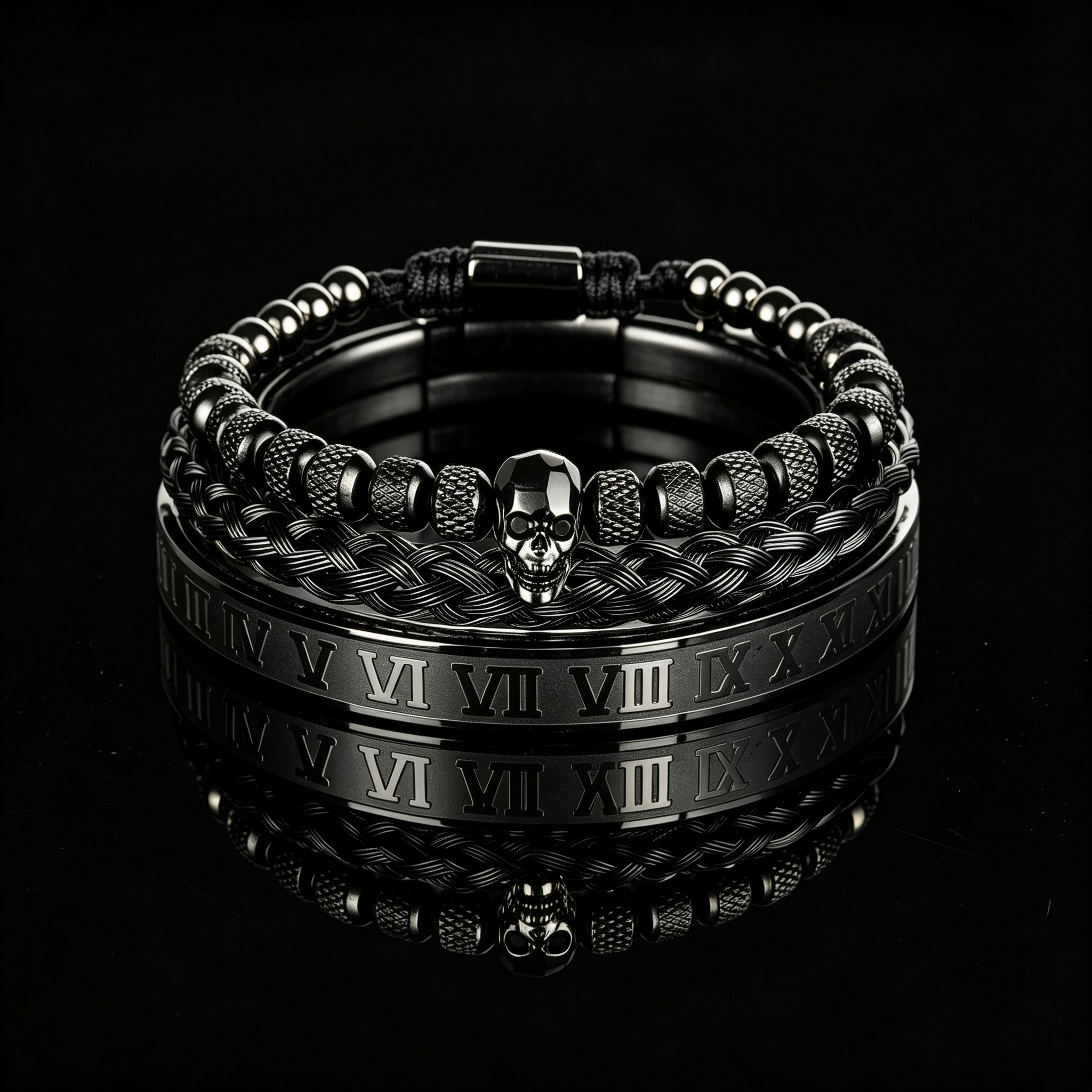Men 316L Stainless Steel Stackable Beaded Bracelet