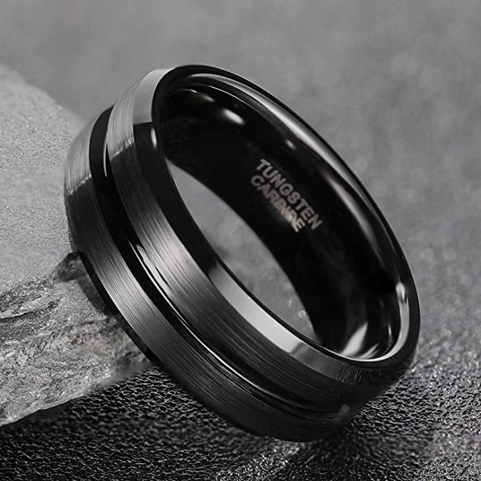 ANILLO DE TUNGSTENO RANURADO CENTRAL 6MM-8MM