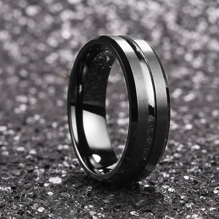 ANILLO DE TUNGSTENO RANURADO CENTRAL 6MM-8MM