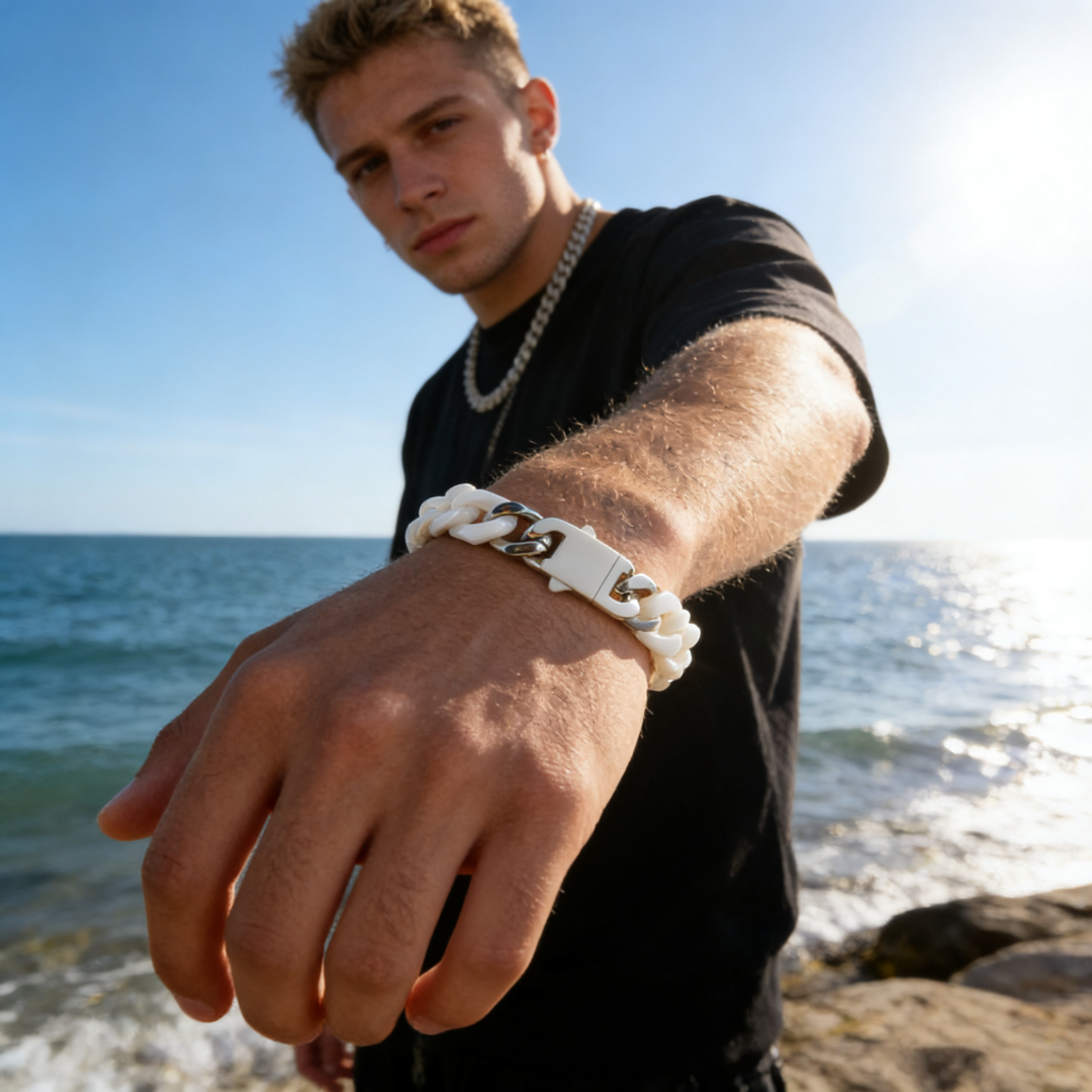 Chunky Cuban Ceramic Chain | White, Black, Yellow & Taupe