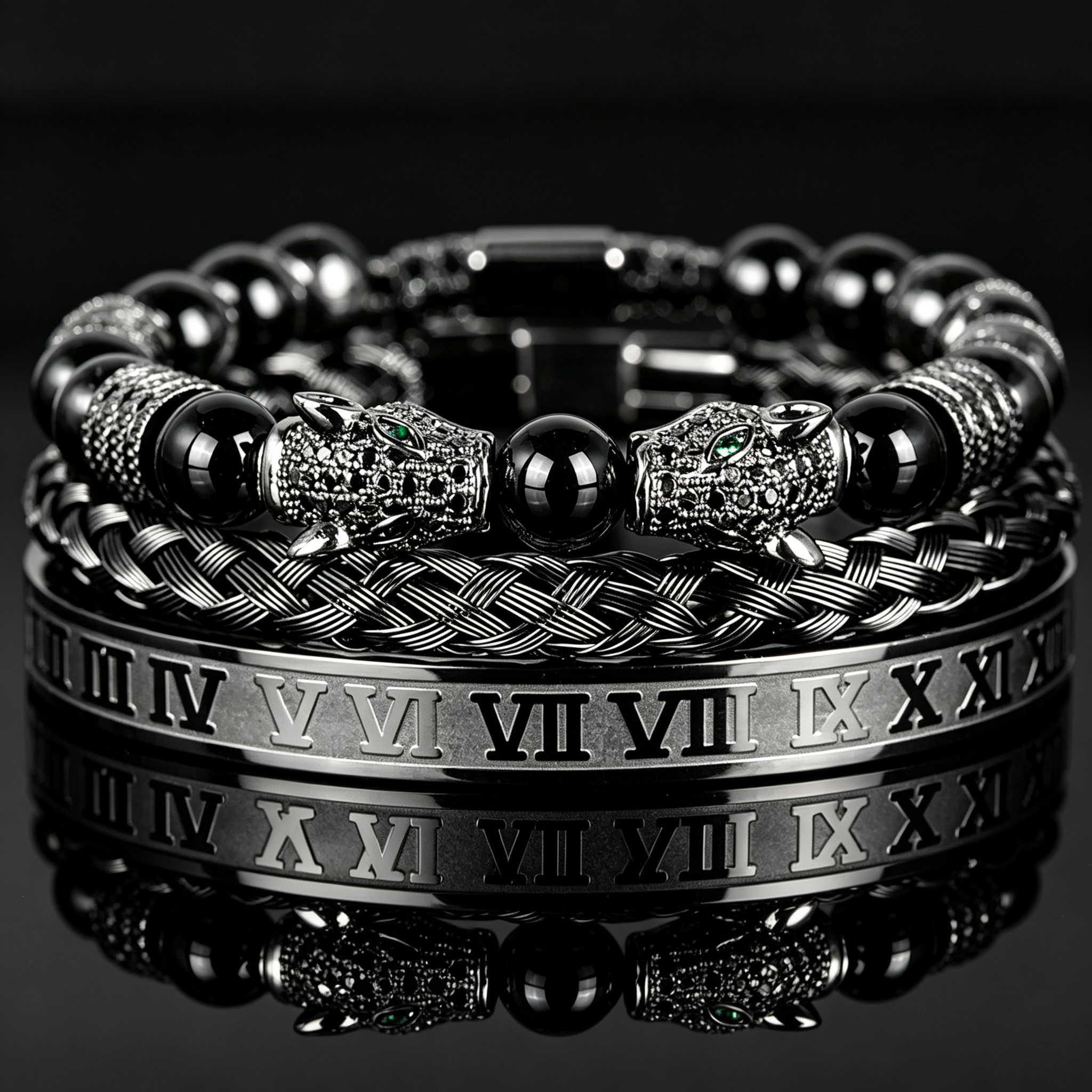 Men 316L Stainless Steel Stackable Beaded Bracelet