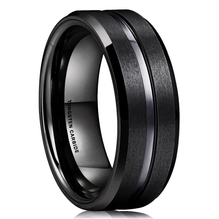 ANILLO DE TUNGSTENO RANURADO CENTRAL 6MM-8MM