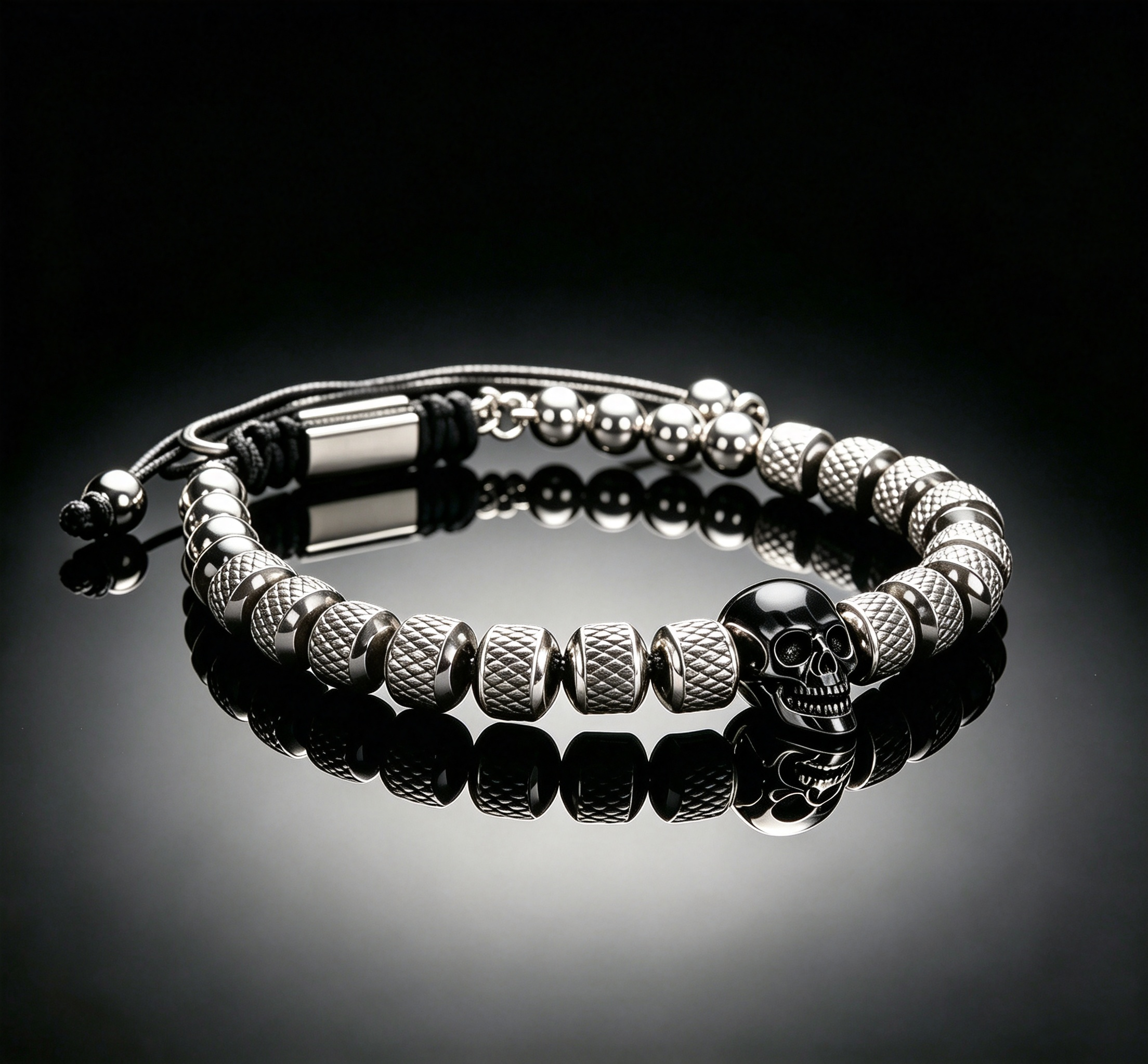 Men 316L Stainless Steel Stackable Beaded Bracelet