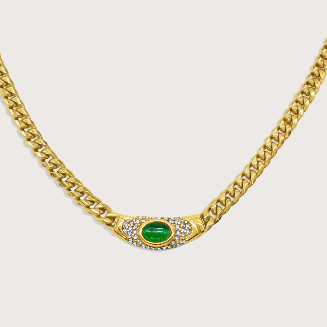 Aurelio Ruby Cuban Chain | 18K Gold Plated 316L Stainless Steel