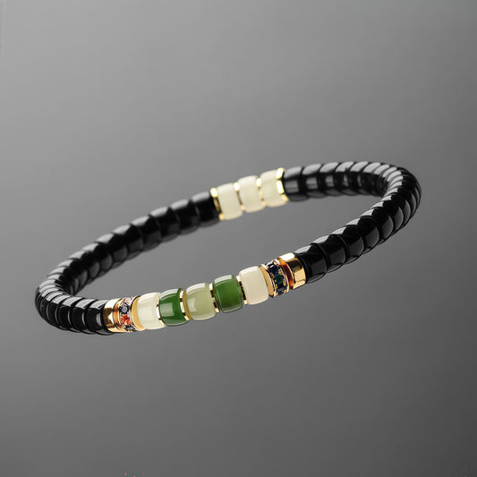 Rainbow Series Coconut Pedicel Bracelet with Jade Accents