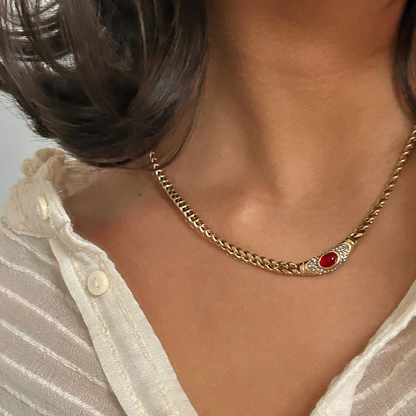 Aurelio Ruby Cuban Chain | 18K Gold Plated 316L Stainless Steel