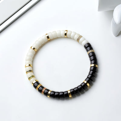 Natural Black & White Bodhi Bracelet – Handmade Spiritual Jewelry