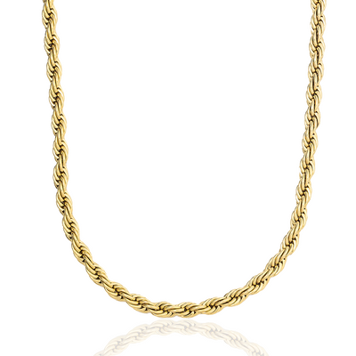 316L Stainless Steel Rope Chain – Gold, Silver & Black