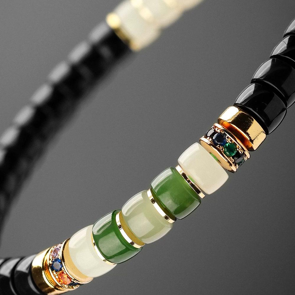 Rainbow Series Coconut Pedicel Bracelet with Jade Accents
