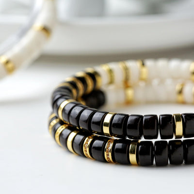 Natural Black & White Bodhi Bracelet – Handmade Spiritual Jewelry