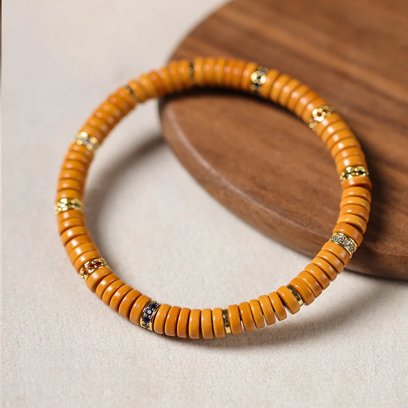 Natural Olive Pit Tablet-Shape Bracelet