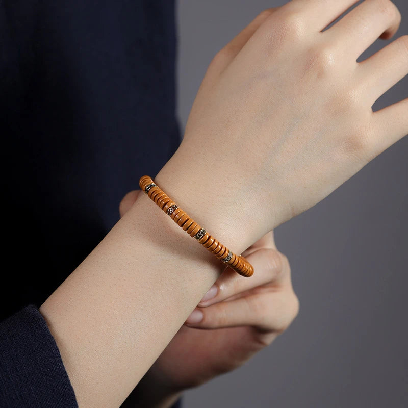 Natural Olive Pit Tablet-Shape Bracelet