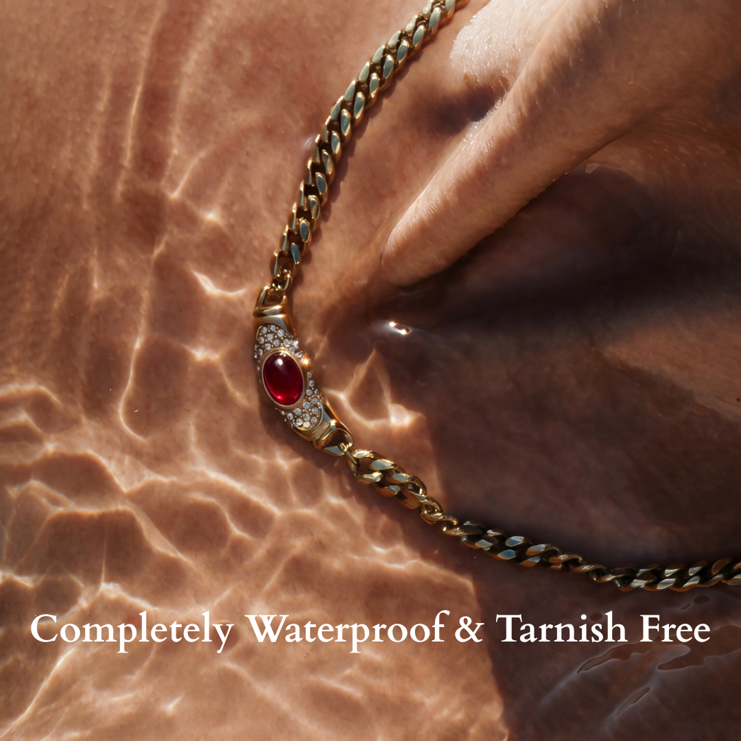 Aurelio Ruby Cuban Chain | 18K Gold Plated 316L Stainless Steel