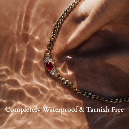 Aurelio Ruby Cuban Chain | 18K Gold Plated 316L Stainless Steel