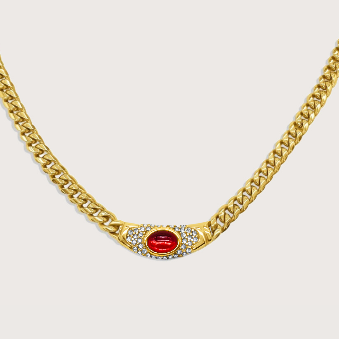 Aurelio Ruby Cuban Chain | 18K Gold Plated 316L Stainless Steel