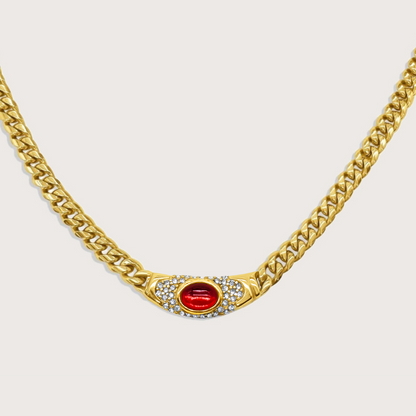 Aurelio Ruby Cuban Chain | 18K Gold Plated 316L Stainless Steel