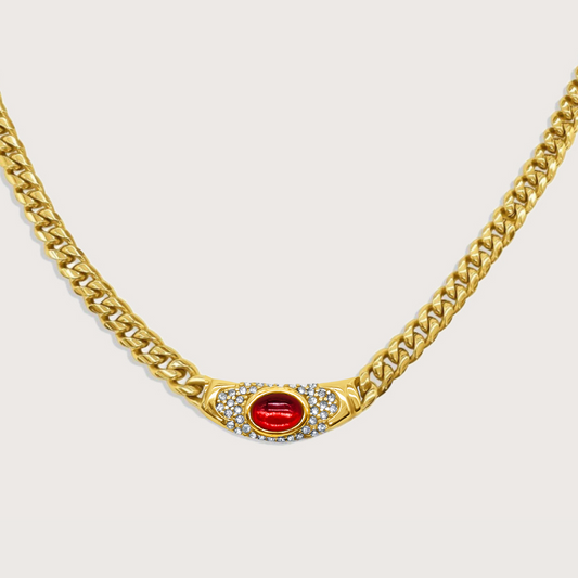 Aurelio Ruby Cuban Chain | 18K Gold Plated 316L Stainless Steel