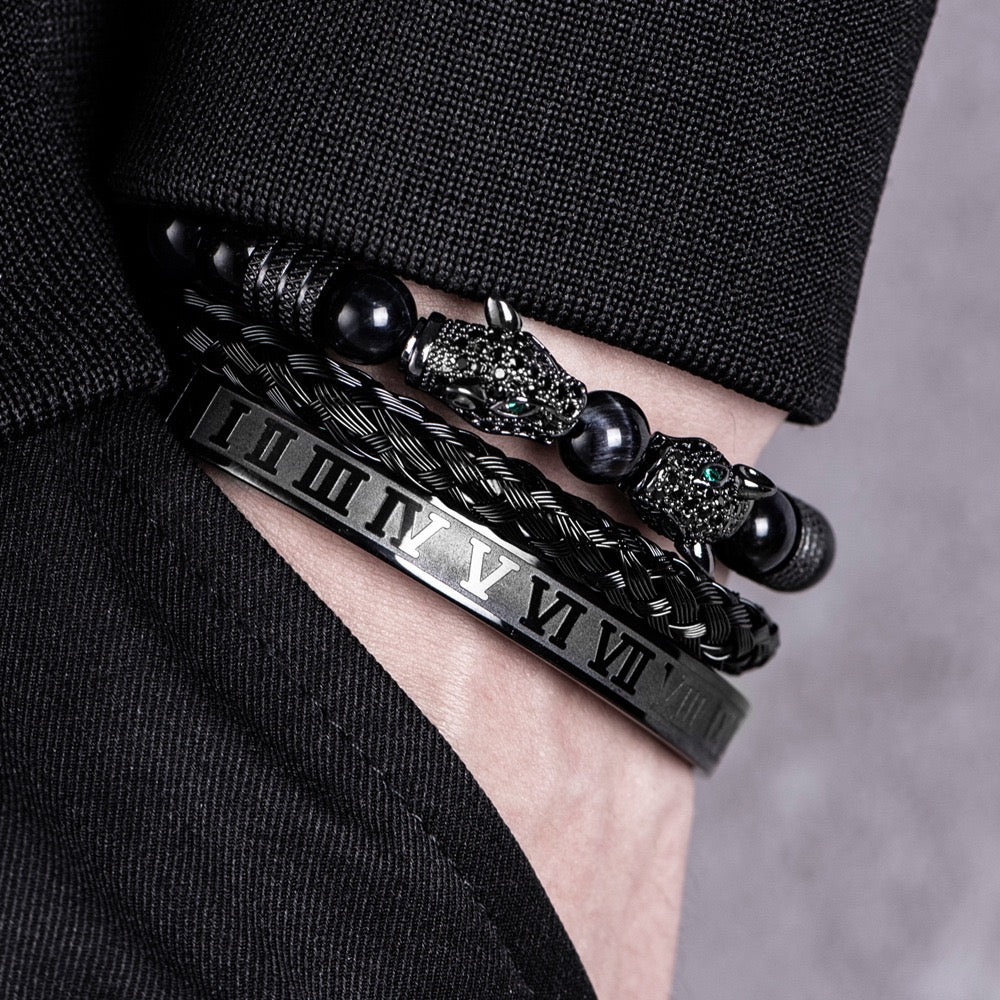 Men 316L Stainless Steel Stackable Beaded Bracelet