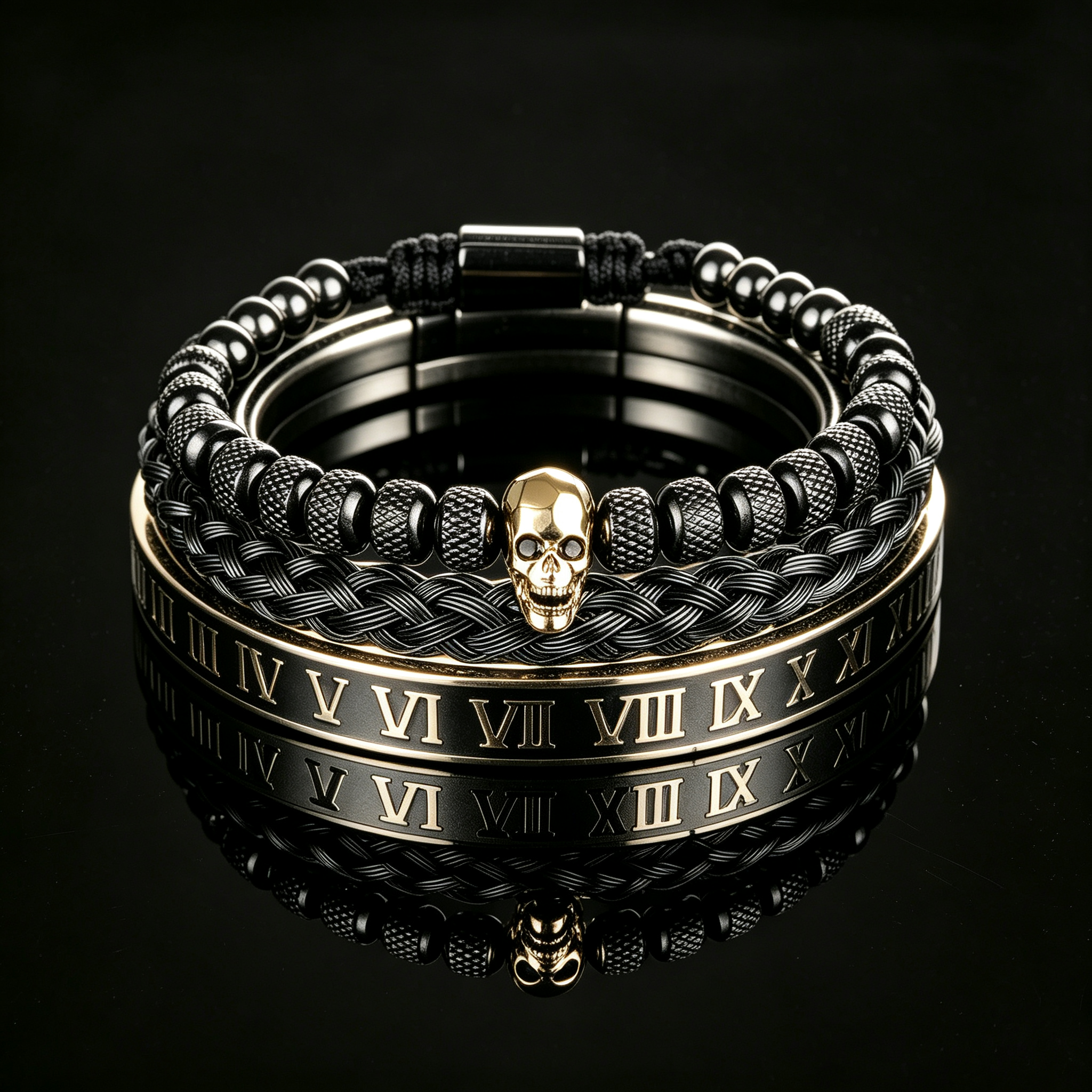 Men 316L Stainless Steel Stackable Beaded Bracelet