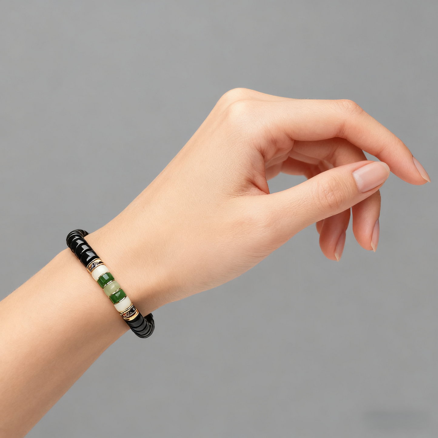 Rainbow Series Coconut Pedicel Bracelet with Jade Accents
