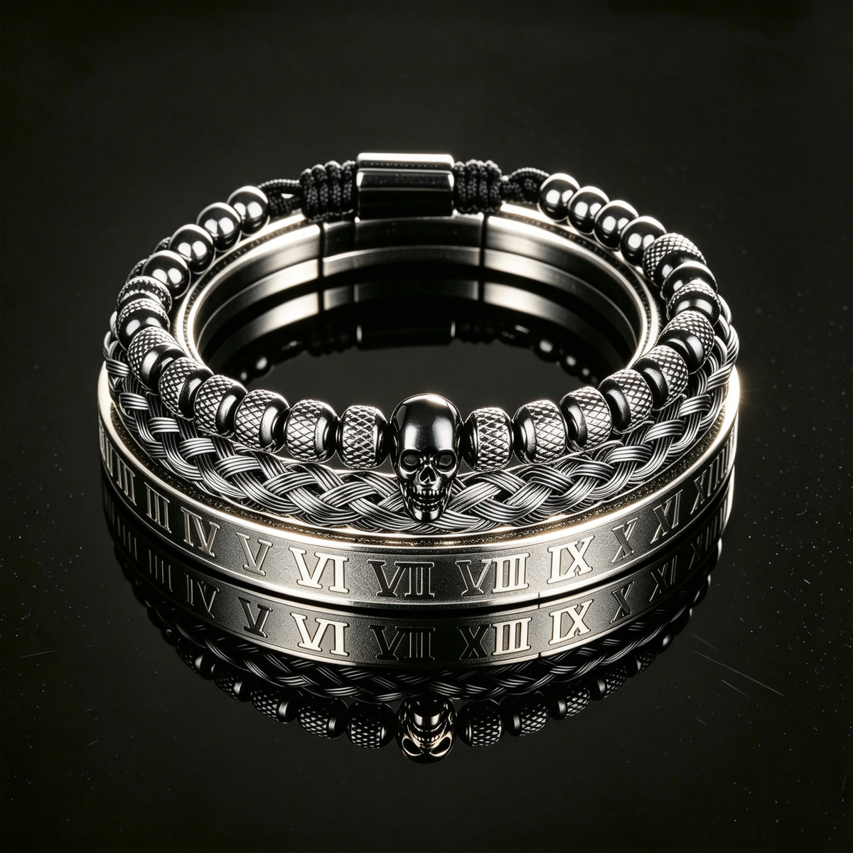 Men 316L Stainless Steel Stackable Beaded Bracelet