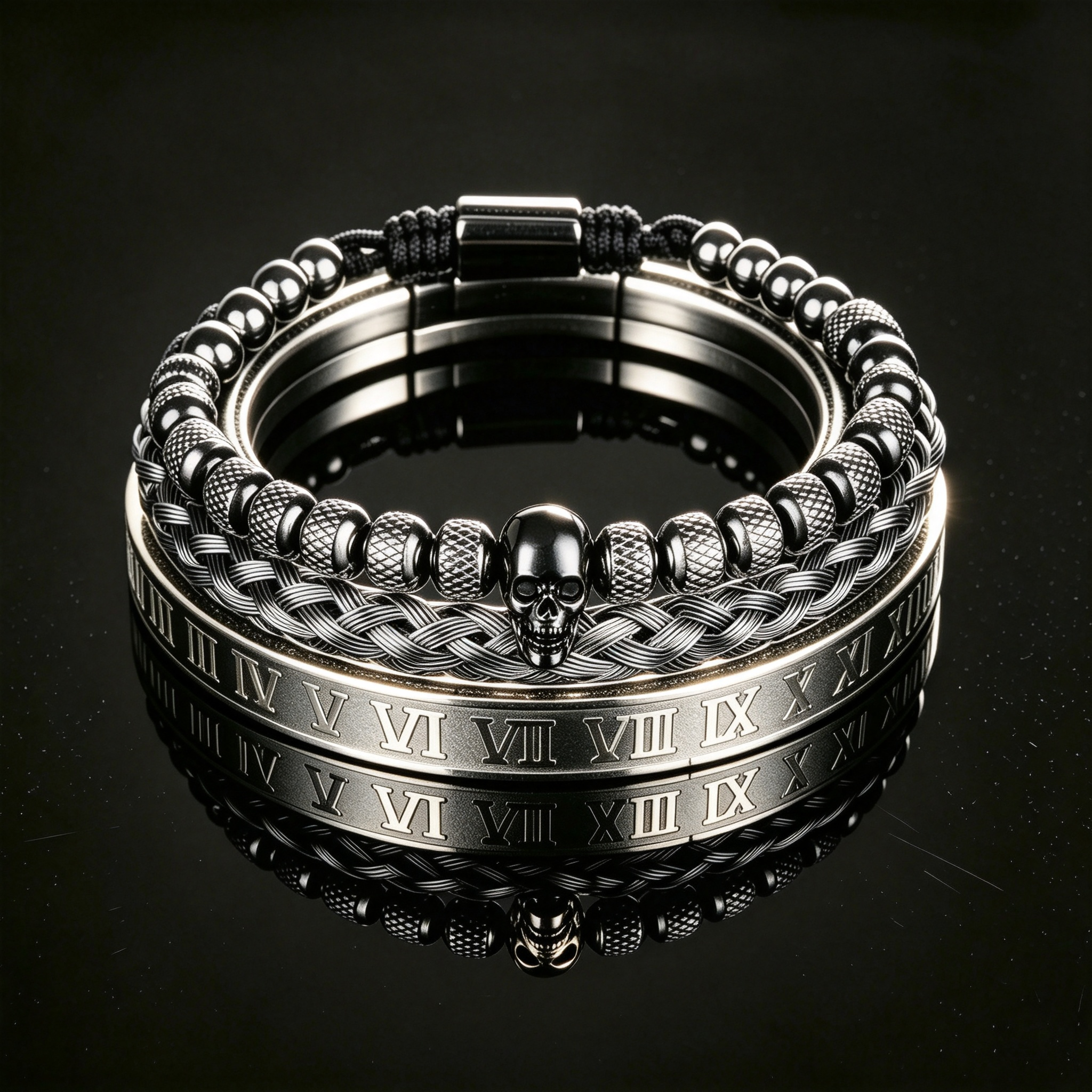 Men 316L Stainless Steel Stackable Beaded Bracelet