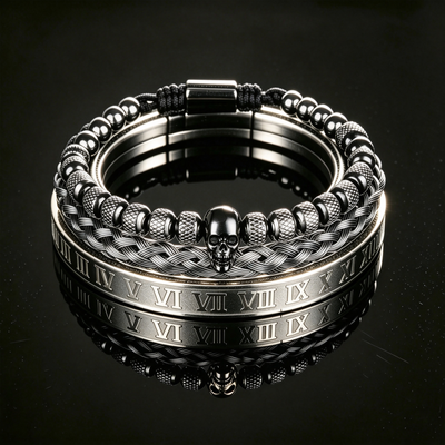 Men 316L Stainless Steel Stackable Beaded Bracelet