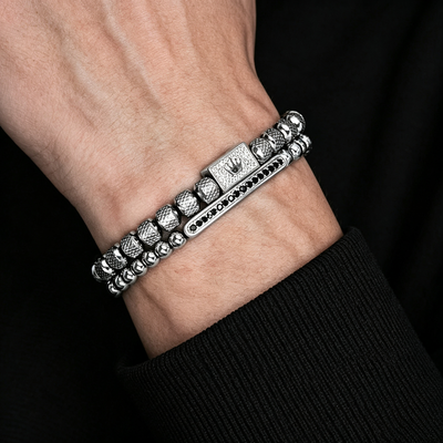 Men 316L Stainless Steel Stackable Beaded Bracelet