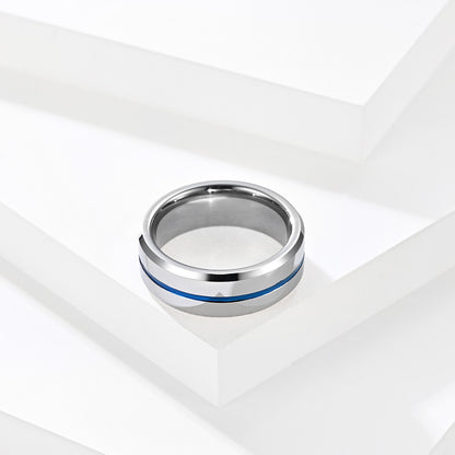 ANILLO TUNGSTENO RANURADO CHAPADO 8MM