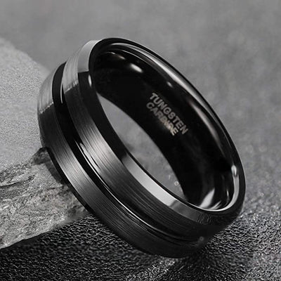ANILLO DE TUNGSTENO RANURADO CENTRAL 6MM-8MM
