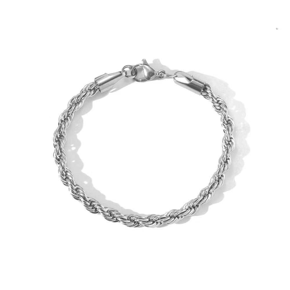 316L Stainless Steel Rope Chain – Gold, Silver & Black