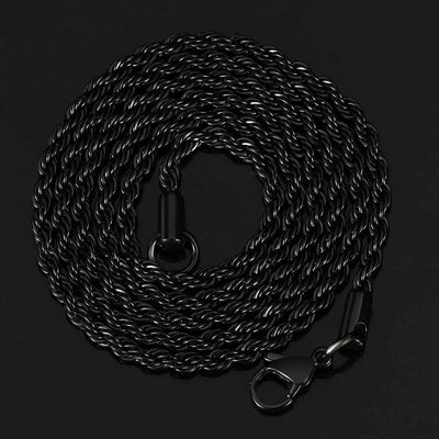 316L Stainless Steel Rope Chain – Gold, Silver & Black