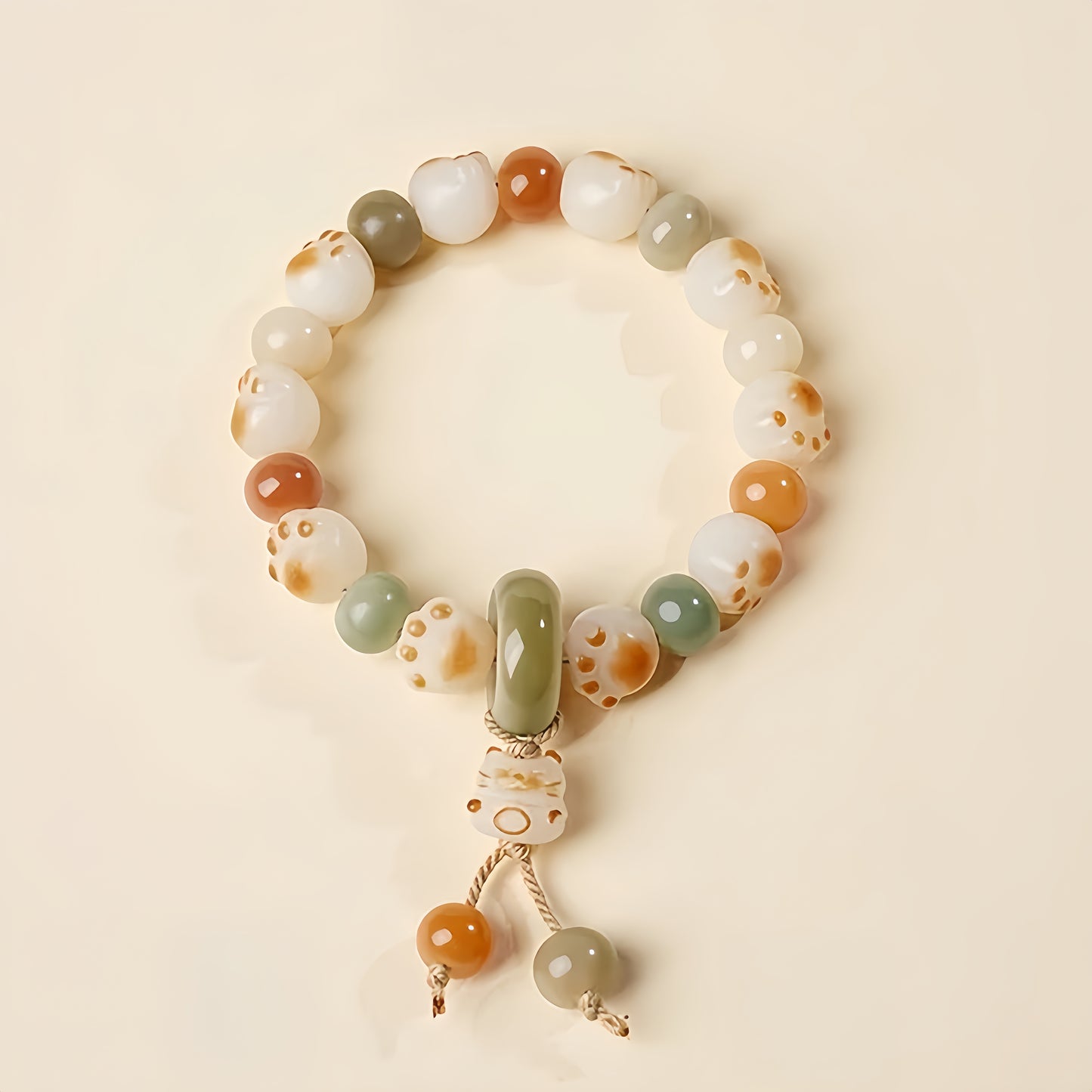 White Jade Cat Paw Bodhi Bracelet