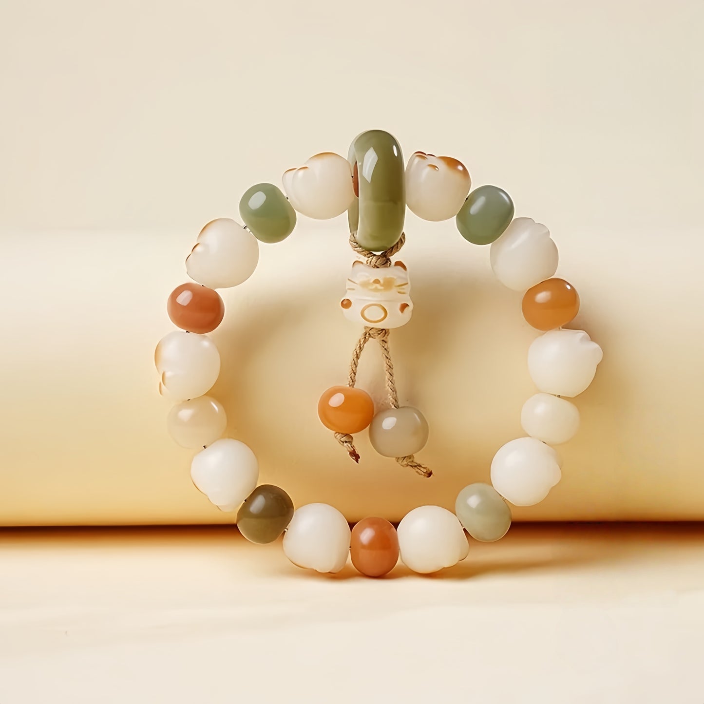 White Jade Cat Paw Bodhi Bracelet