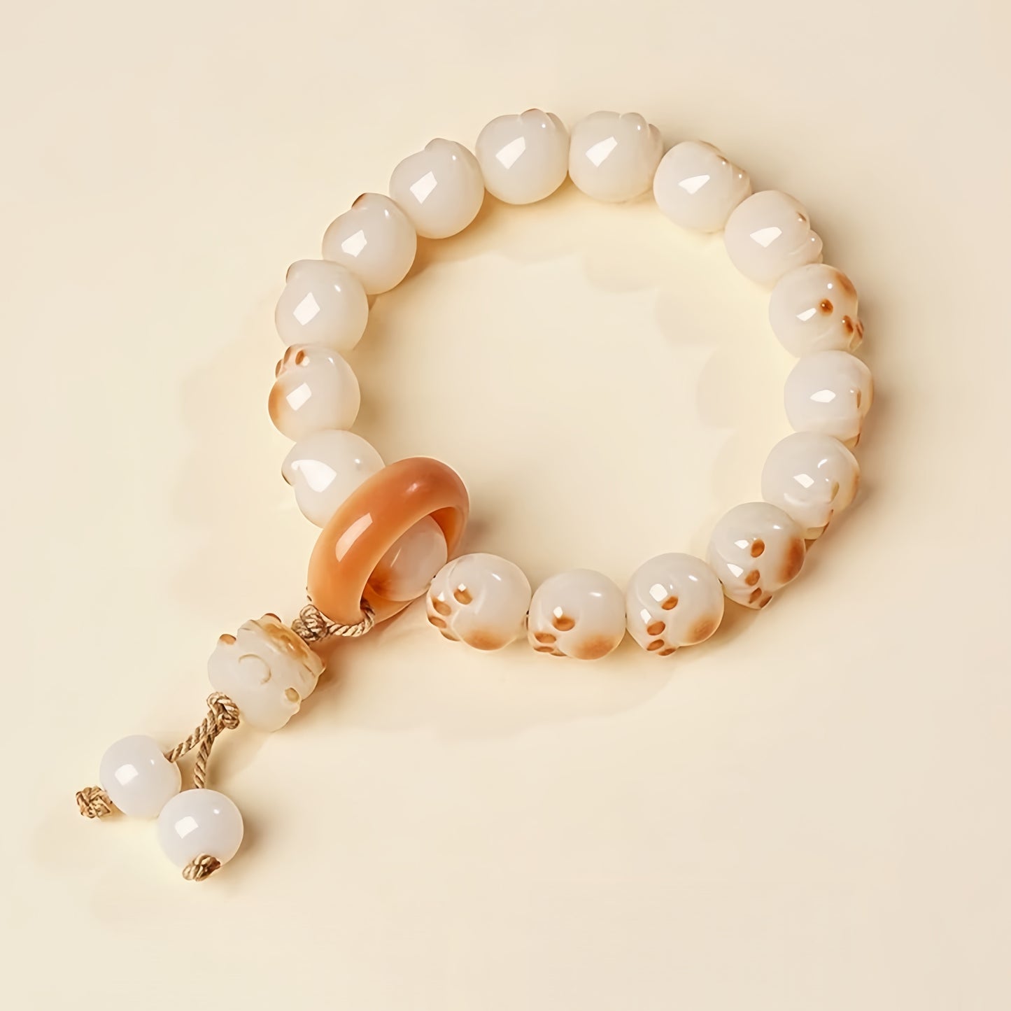 White Jade Cat Paw Bodhi Bracelet