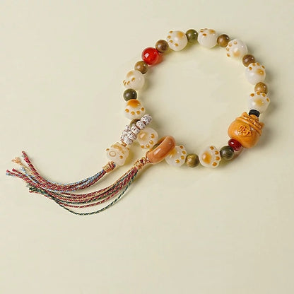 White Jade Cat Paw Bodhi Bracelet