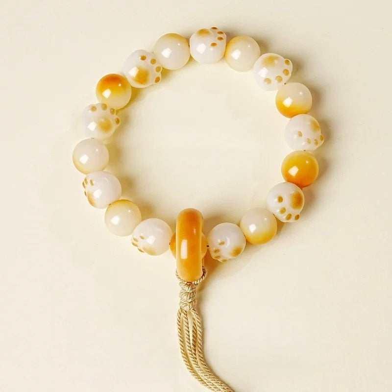 White Jade Cat Paw Bodhi Bracelet