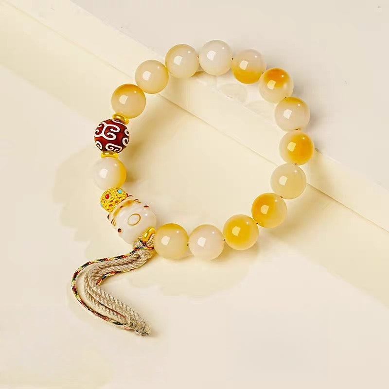 White Jade Cat Paw Bodhi Bracelet