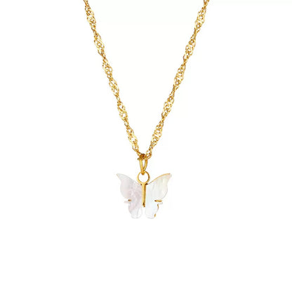 Butterfly Pendant Necklace – Minimalist Shell Charm Necklace for Women