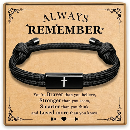 Mens Braided Leather Shackle Bracelet, Boyfriend, Son, Birthday & Anniversary Gift