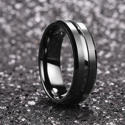ANILLO DE TUNGSTENO RANURADO CENTRAL 6MM-8MM