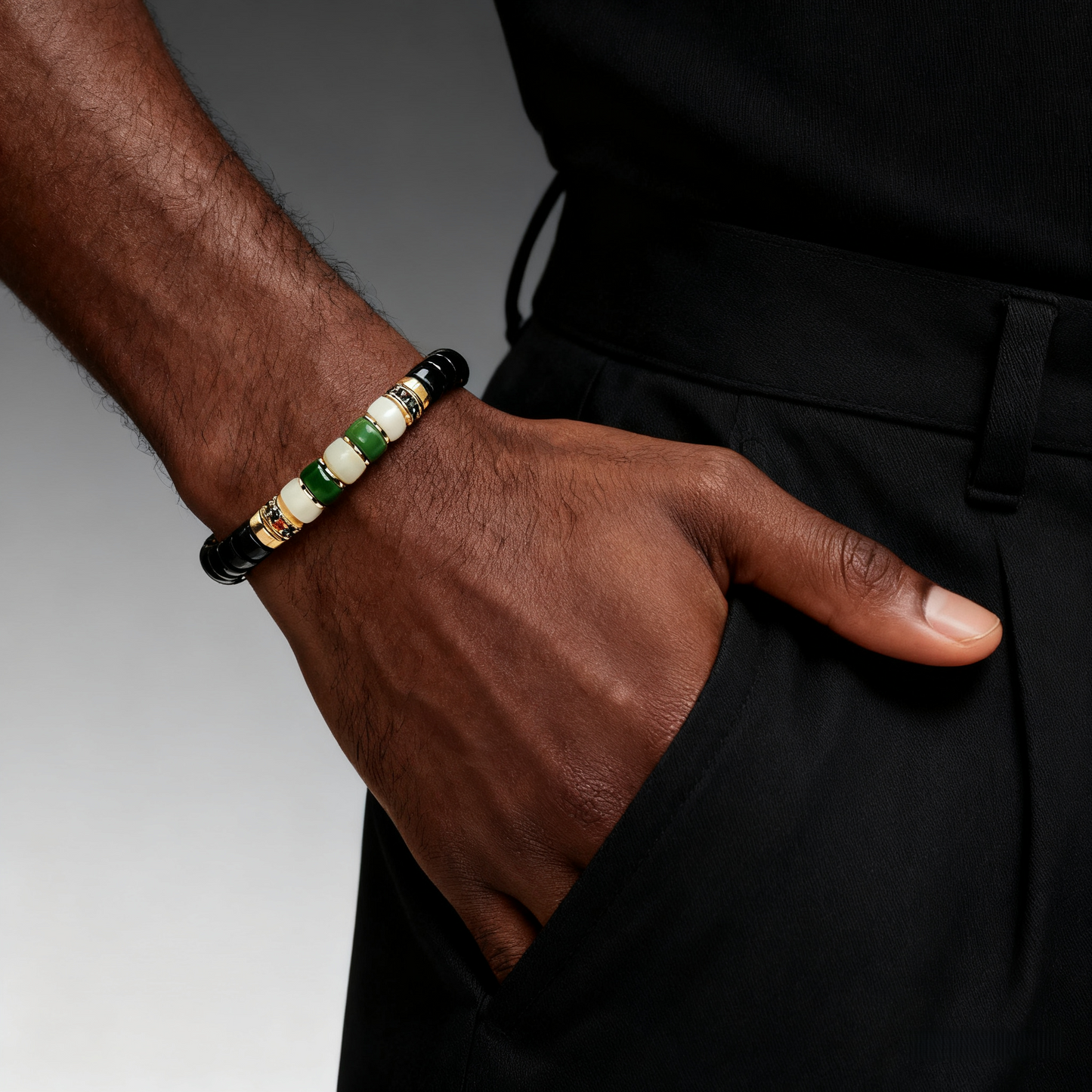 Rainbow Series Coconut Pedicel Bracelet with Jade Accents