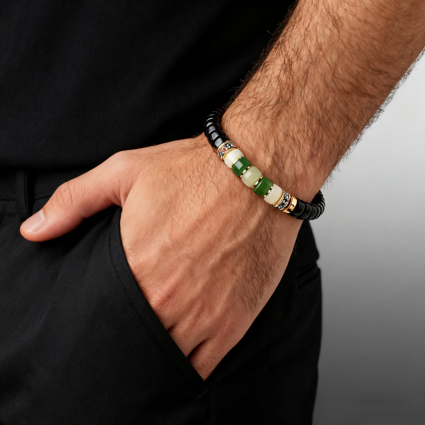 Rainbow Series Coconut Pedicel Bracelet with Jade Accents