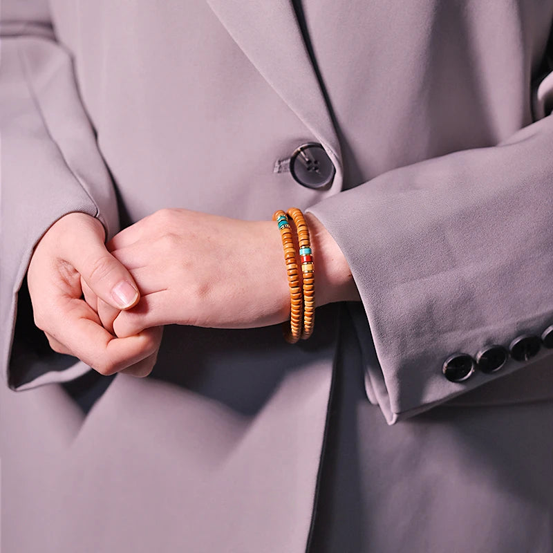 Natural Olive Pit Tablet-Shape Bracelet