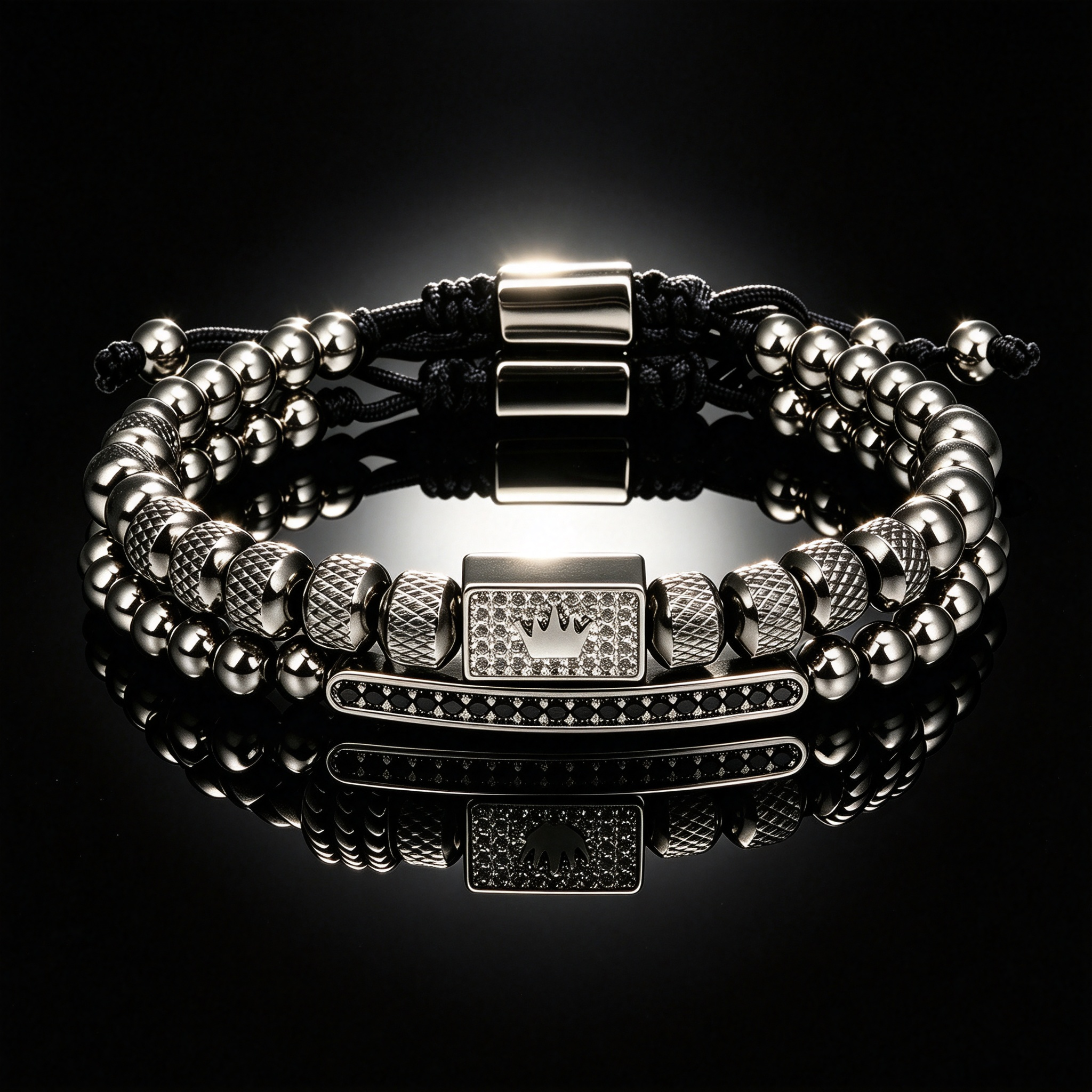 Men 316L Stainless Steel Stackable Beaded Bracelet