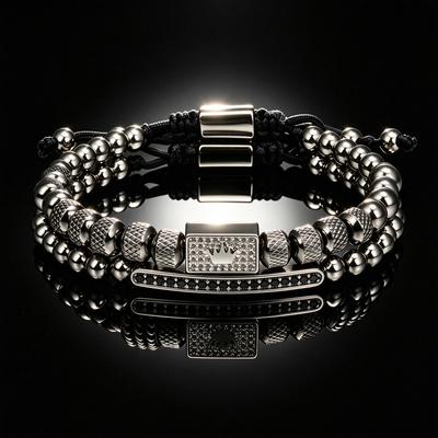 Men 316L Stainless Steel Stackable Beaded Bracelet