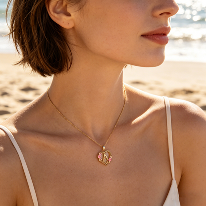 Flower Initial Necklace w/ Clip Chain