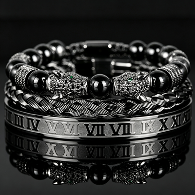 Men 316L Stainless Steel Stackable Beaded Bracelet