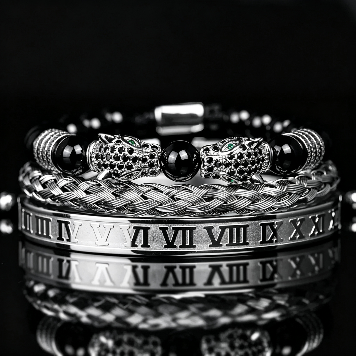 Men 316L Stainless Steel Stackable Beaded Bracelet